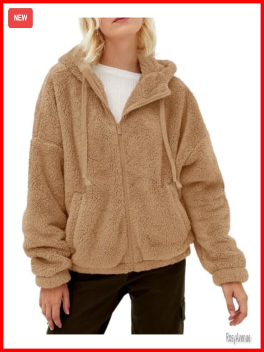 Fuzzy Sherpa Fleece Zip Up Hooded Jacket Warm Sweatshirt